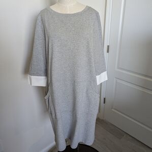 Soft Surroundings Gray and White Long Sleeve Dress